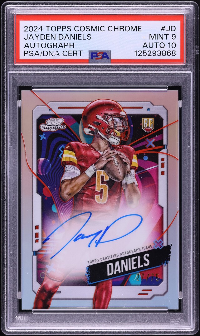 2024 Topps Chrome Cosmic Jayden Daniels ROOKIE AUTO DNA 10 /75 #JD PSA 9 MINT