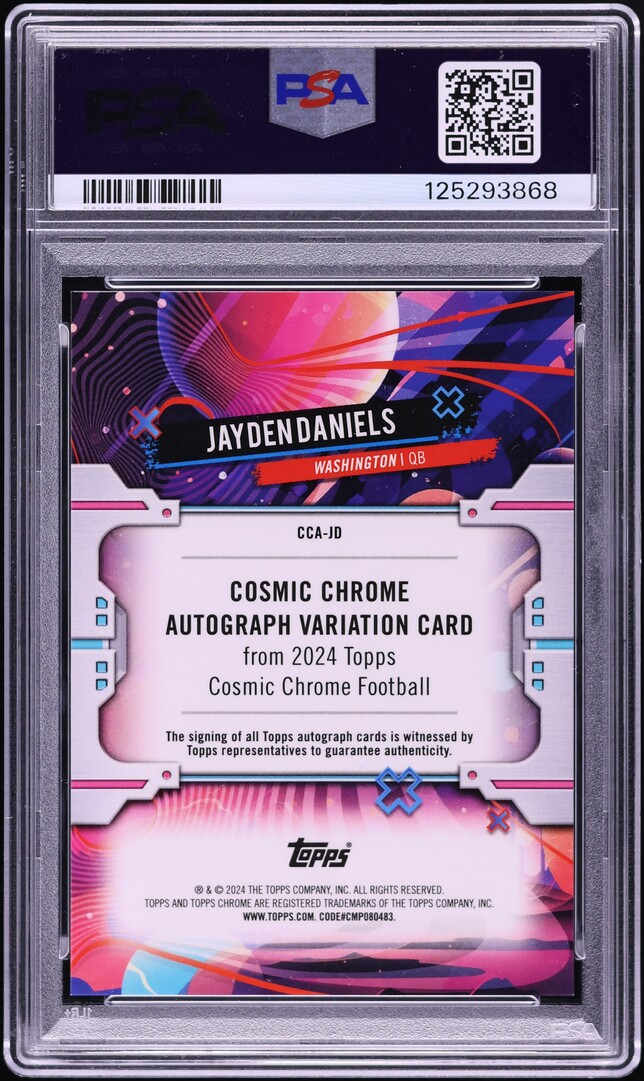 2024 Topps Chrome Cosmic Jayden Daniels ROOKIE AUTO DNA 10 /75 #JD PSA 9 MINT