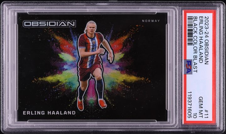 2023 Panini Obsidian Black Colorblast Erling Haaland #11 PSA 9