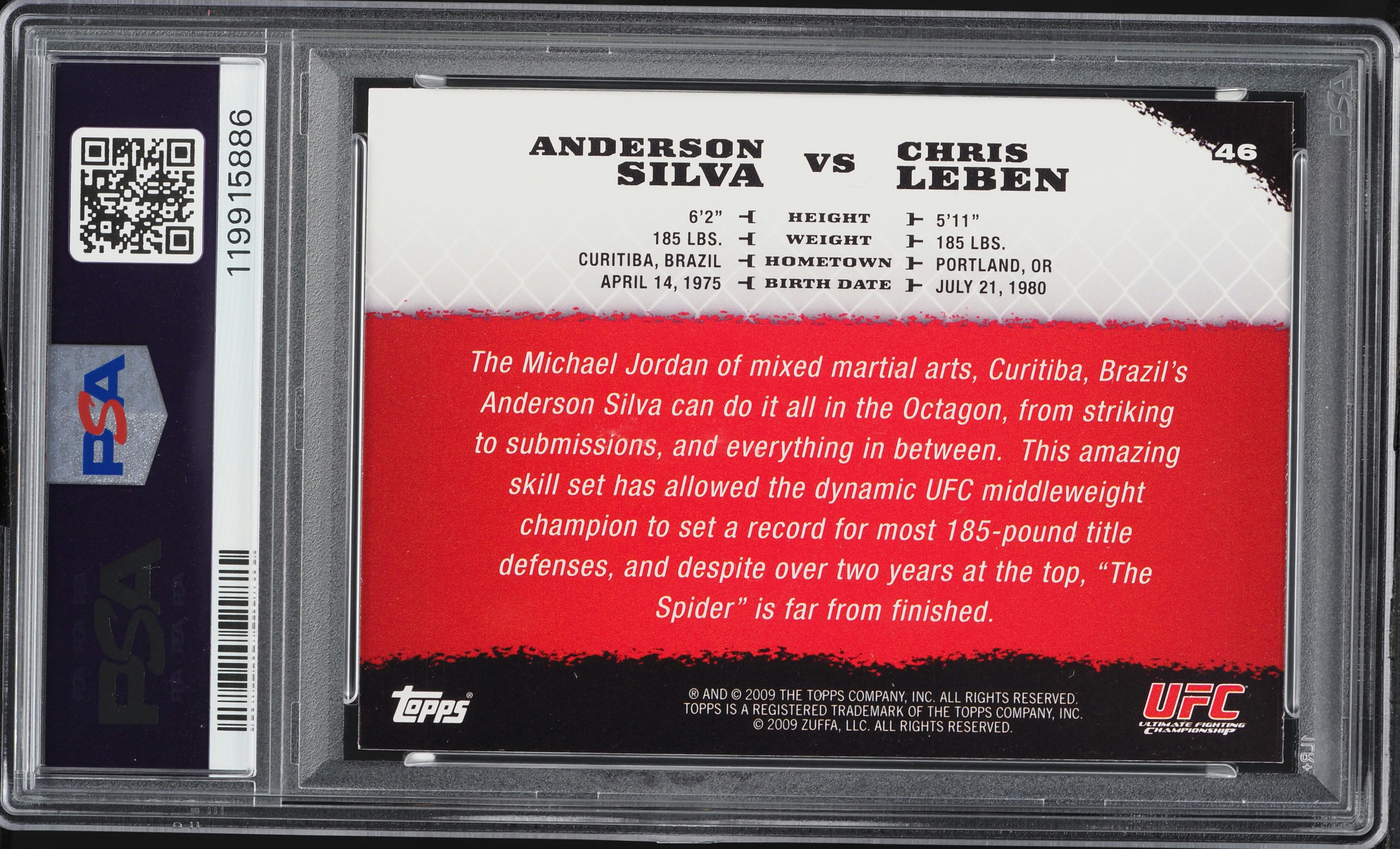 2009 Topps UFC Round 1 Anderson Silva ROOKIE #46 PSA 8 NM-MT on