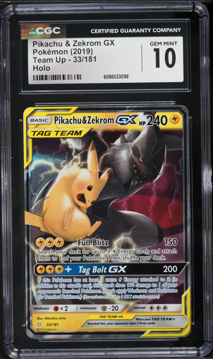 2019 Pokemon Sun & Moon Team Up Pikachu & Zekrom GX #33 CGC 10 GEM MINT