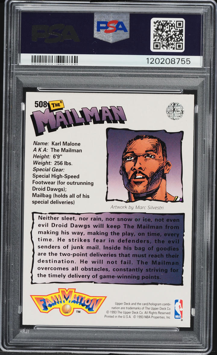 1992 Upper Deck Fanimation Karl Malone #508 PSA 8 NM-MT on