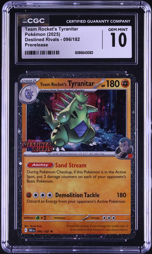2025 Pokemon Scarlet & Violet Destined Rivals Prerelease Team Rocket's Tyranitar #96 CGC 10 GEM