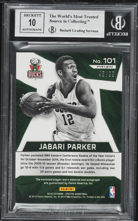 2014 Panini Spectra Blue Prizm Jabari Parker ROOKIE PATCH AUTO /99
