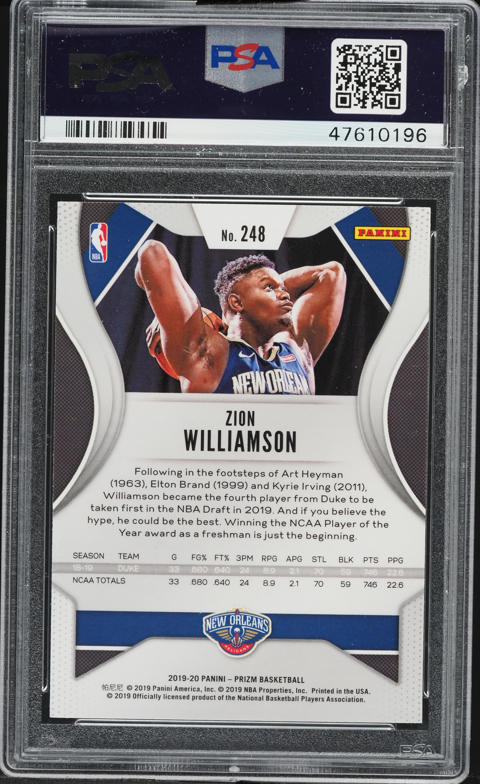 2019 Panini Prizm Zion Williamson ROOKIE #248 PSA 10 GEM MINT on