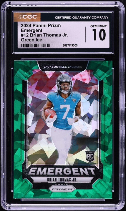 2024 Panini Prizm Emergent Green Ice Brian Thomas Jr. ROOKIE #12