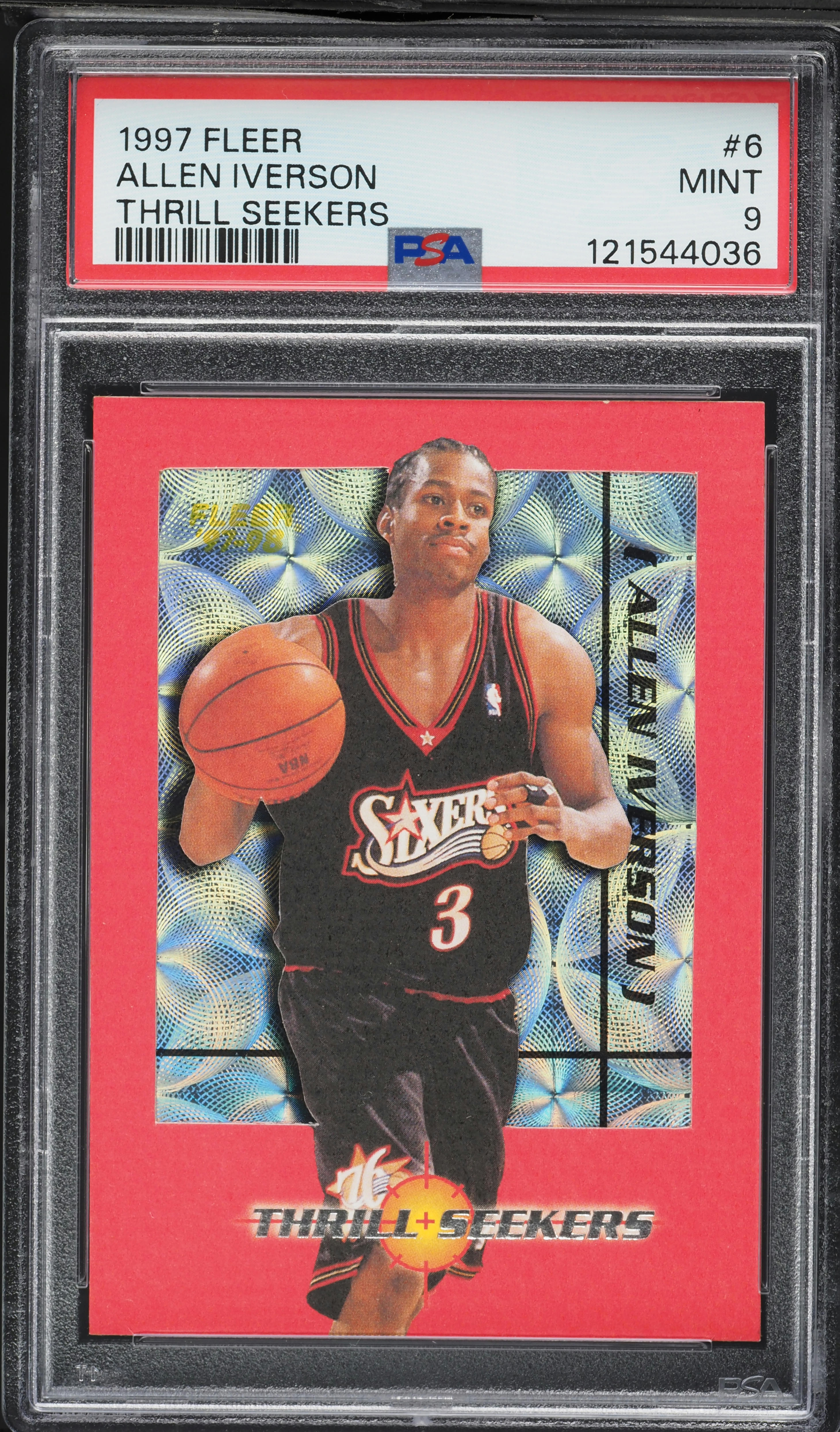 1997 Fleer Thrill Seekers Allen Iverson #6 PSA 9 MINT on Fanatics
