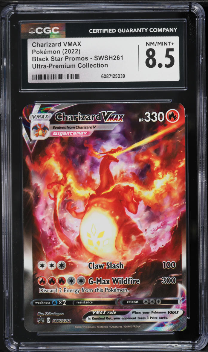 2022 Pokemon Sword & Shield Black Star Promo Full Art Charizard VMAX #SWSH261 CGC 8.5 NM-MT+