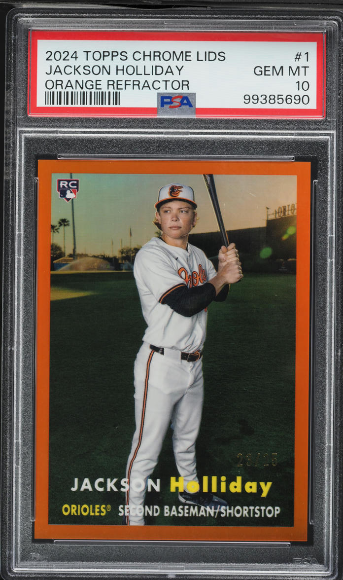 2024 Topps Chrome Lids Orange Refractor Jackson Holliday ROOKIE /25 #1 PSA 10 GEM MINT