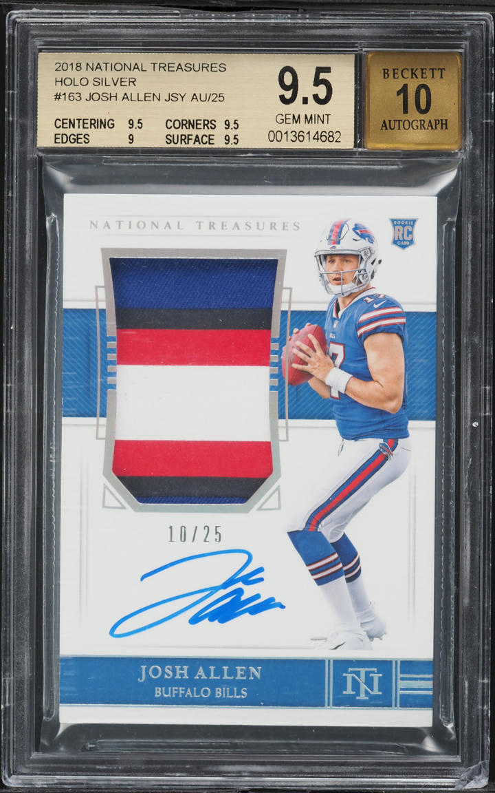 2018 National Treasures Silver Josh Allen ROOKIE PATCH AUTO /25 #163 BGS 9.5 GEM
