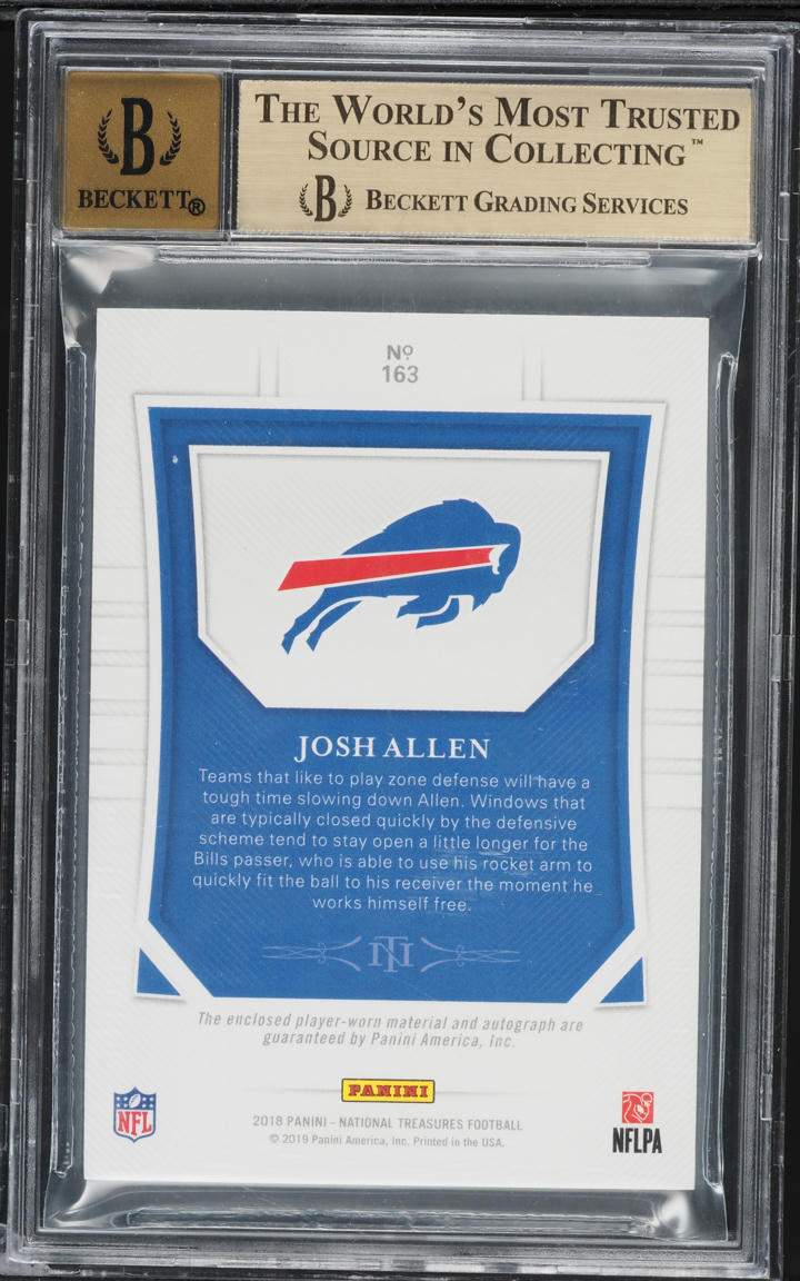 2018 National Treasures Silver Josh Allen ROOKIE PATCH AUTO /25 #163 BGS 9.5 GEM