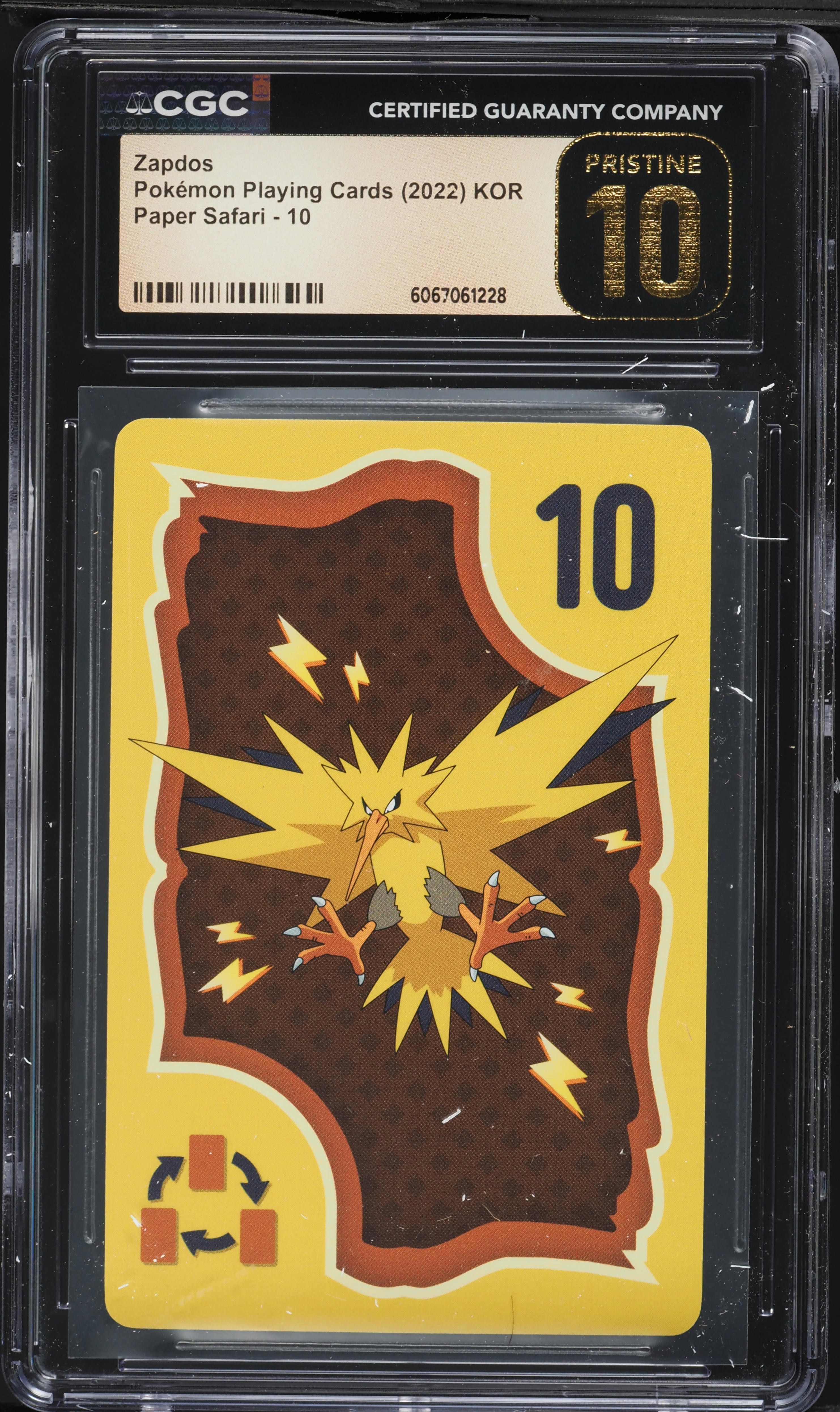 2022 Pokmeon Korean Playing Cards Paper Safari Zapdos #10 CGC 10