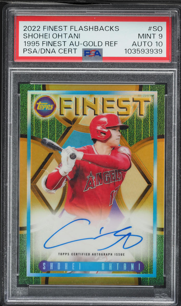 2022 Finest Flashbacks '95 Gold Refractor Shohei Ohtani AUTO DNA 10 /15 #SO PSA 9 MINT