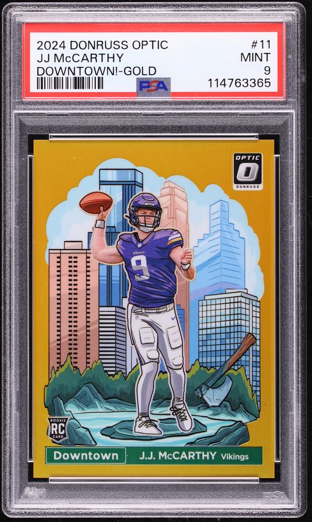 2024 Donruss Optic Downtown Gold J.J. McCarthy ROOKIE 10/10 #11 PSA 9 MINT
