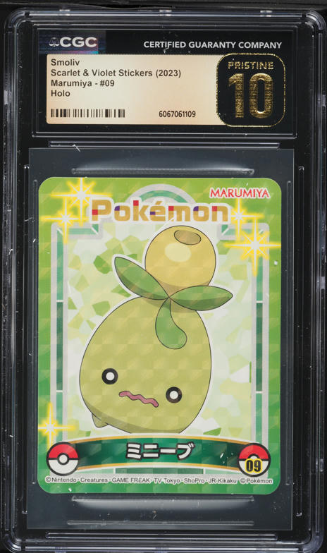 2023 Pokemon Japanese SV Stickers Marumiya Holo Smoliv #9 CGC 10 PRISTINE