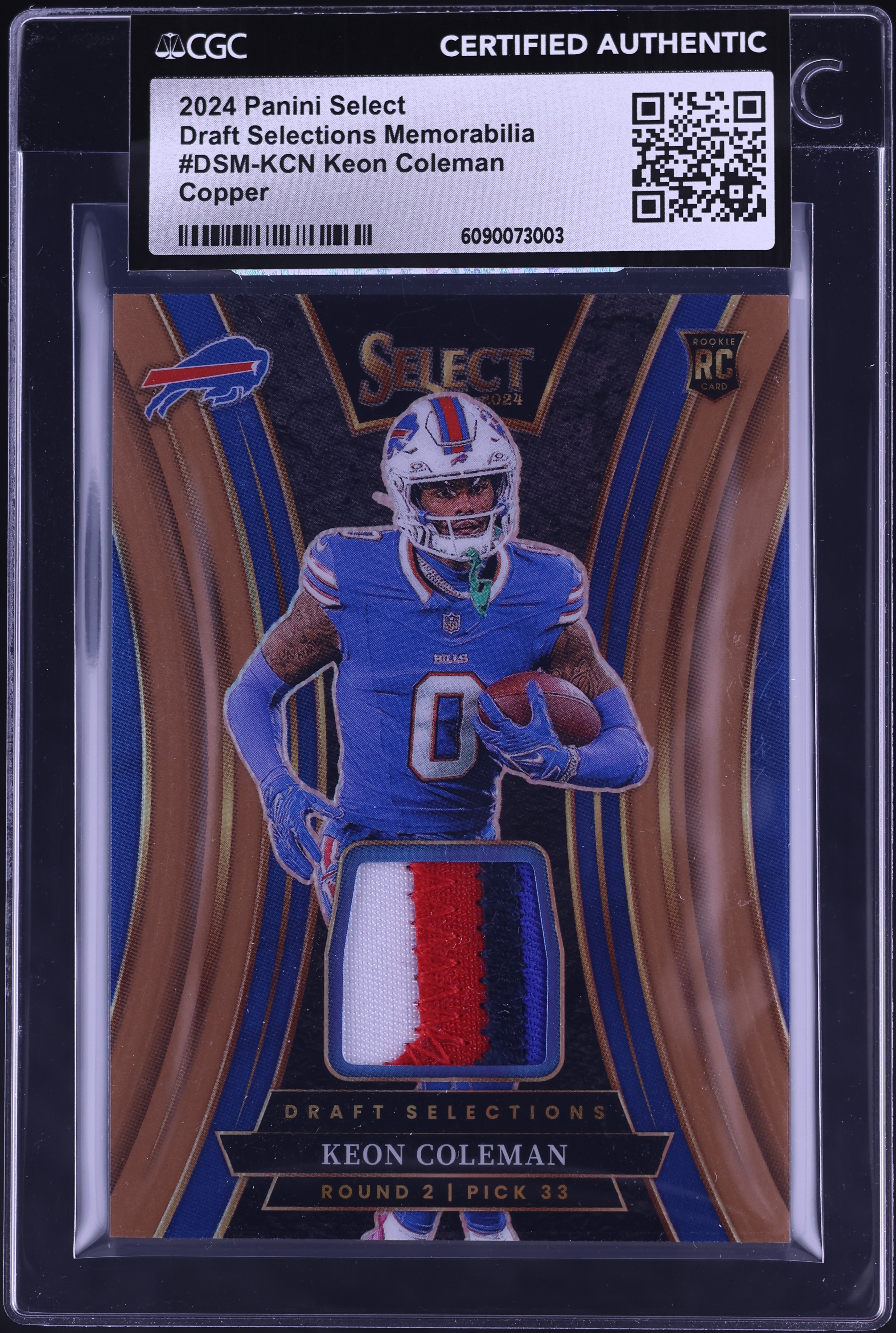 2024 Select Draft Selections Copper Keon Coleman ROOKIE PATCH /49