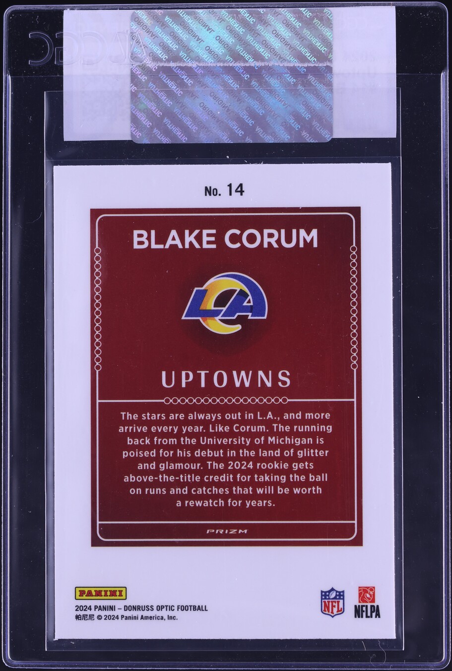 2024 Donruss Optic Uptowns Blake Corum ROOKIE #14 CGC AUTH