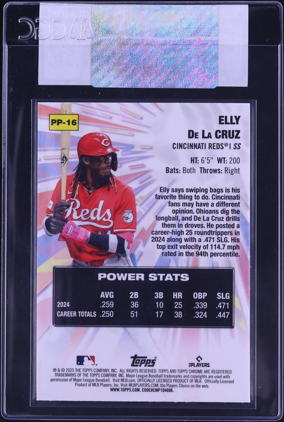 2025 Topps Chrome Power Players Elly De La Cruz #PP-16 CGC AUTH