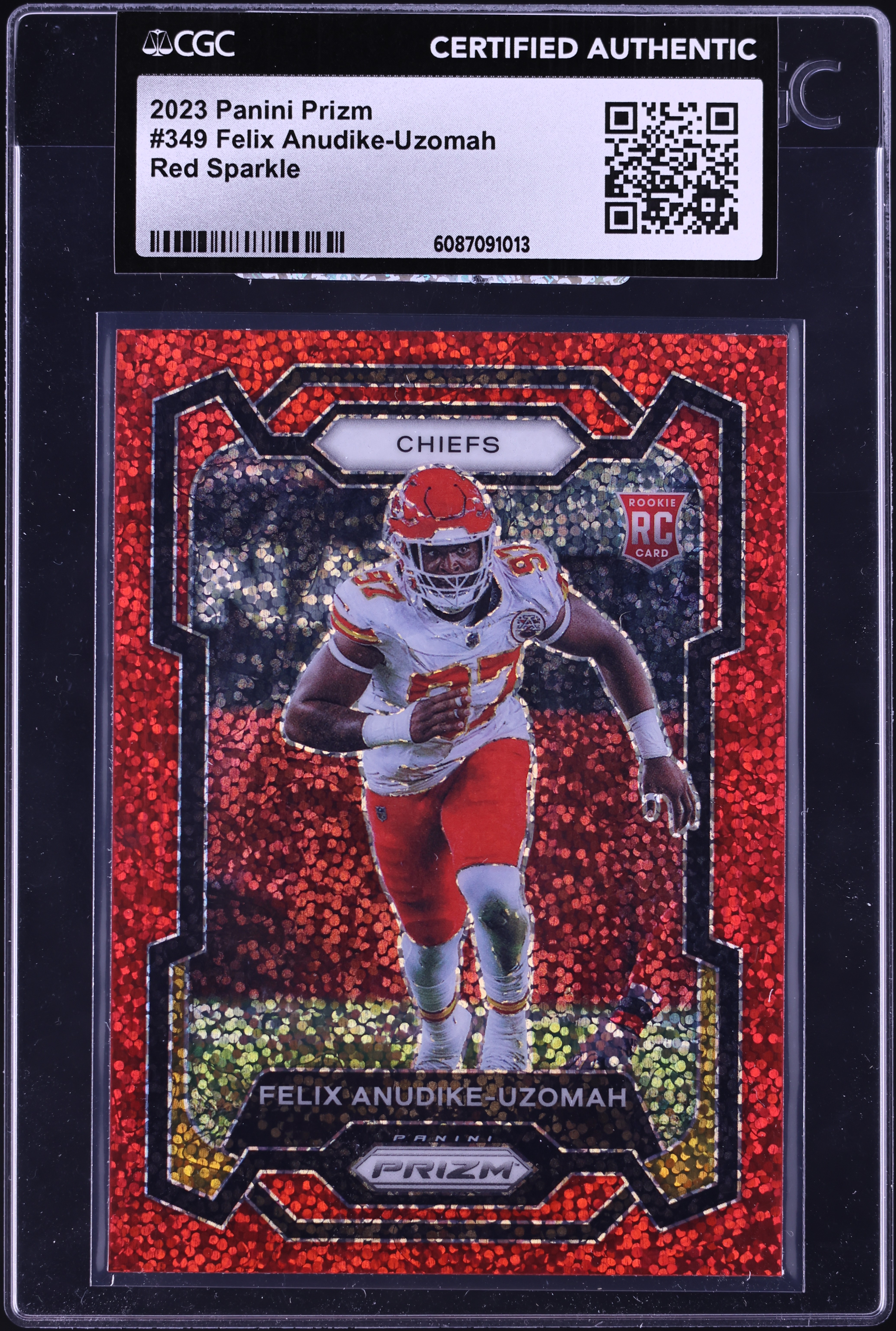 2023 Panini Prizm Red Sparkle Felix Anudike-Uzomah ROOKIE #349 CGC