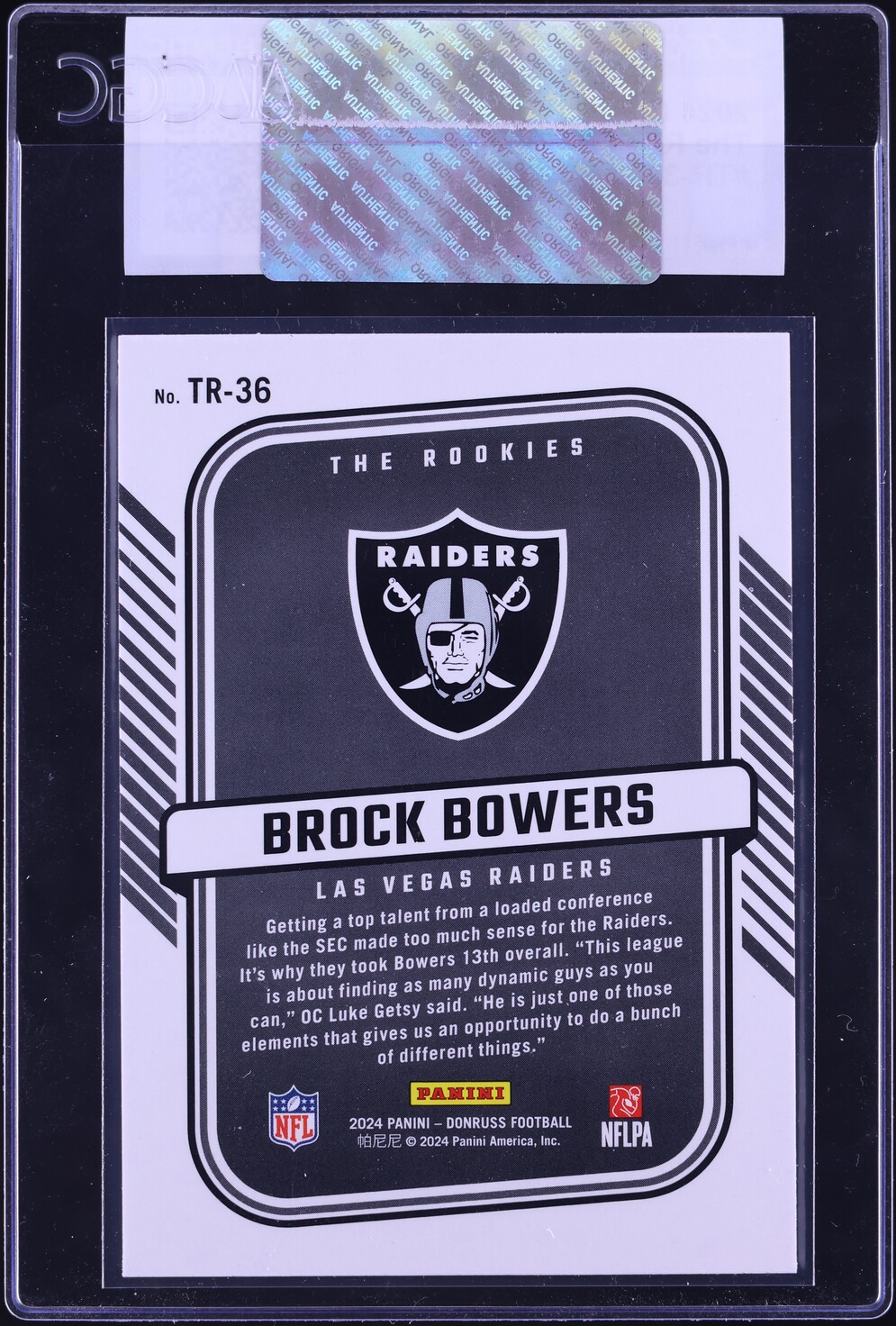 2024 Donruss The Rookies Brock Bowers ROOKIE #TR-36 CGC AUTH