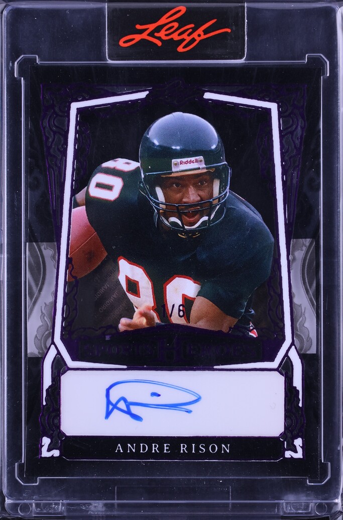 2025 Leaf Sports Heroes Purple Acetate Andre Rison AUTO 1/6 #BA-AR2 CGC AUTH
