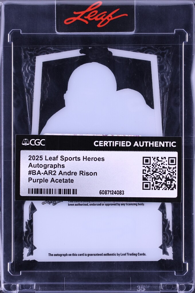 2025 Leaf Sports Heroes Purple Acetate Andre Rison AUTO 1/6 #BA-AR2 CGC AUTH