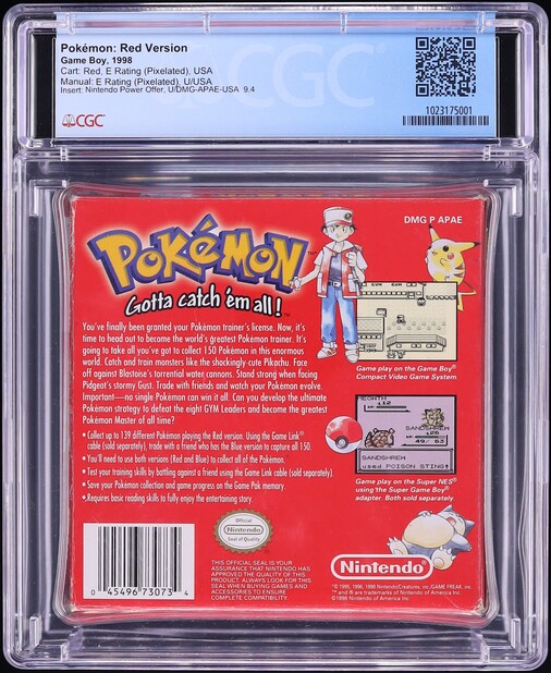 Pokemon: Red Version (Nintendo Gameboy) CGC 7.0 CIB