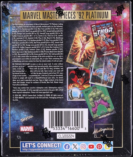 2024 Upper Deck Marvel Masterpieces '92 Platinum Sealed Hobby Box