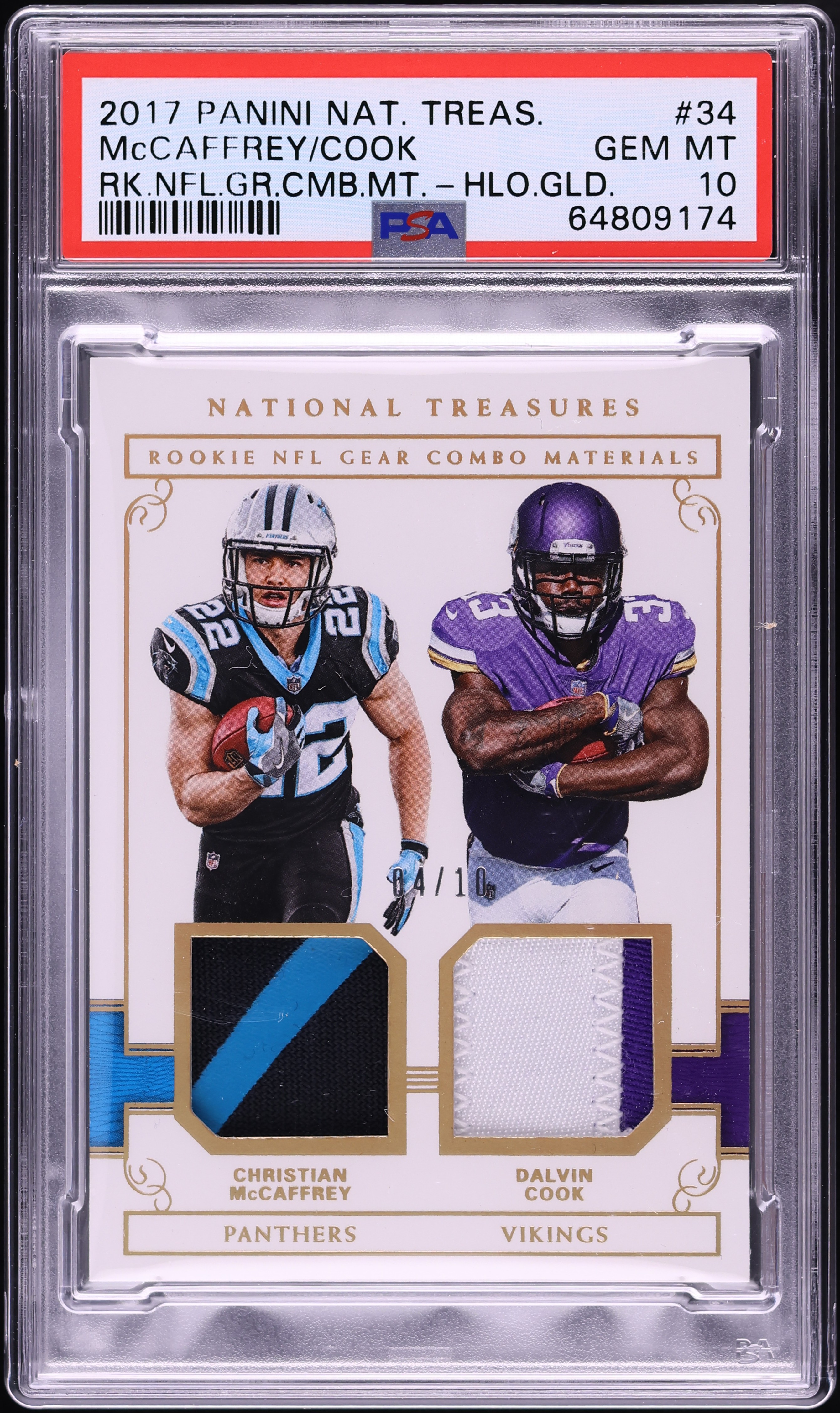 2017 National Treasures NFL Gear Holo Gold McCaffrey Cook ROOKIE
