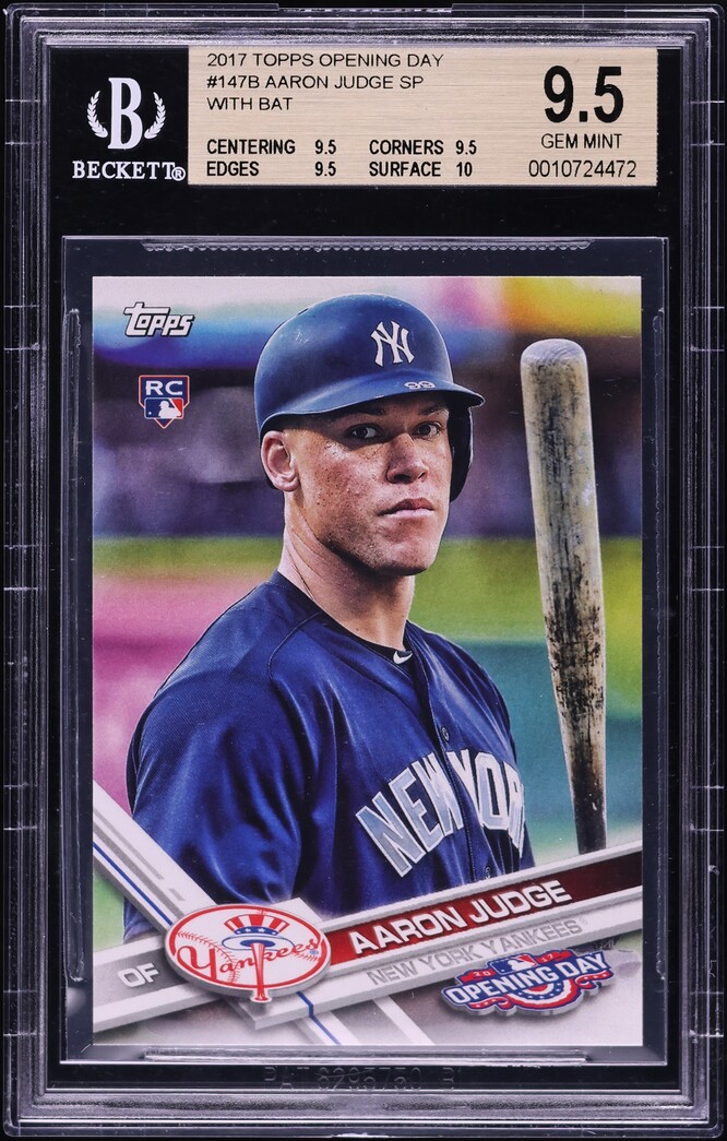 2017 Topps Opening Day With Bat SP Aaron Judge ROOKIE #147B BGS 9.5 MINT+