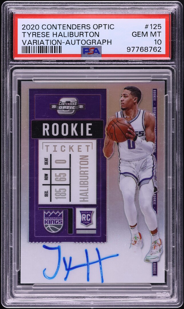 2020 Panini Contenders Optic Variation Tyrese Haliburton ROOKIE AUTO #125 PSA 10 GEM MINT