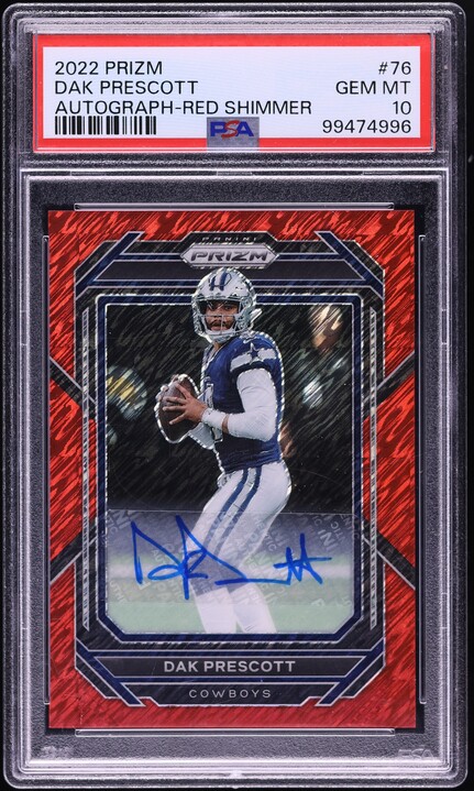 【PSA10】Panini Prizm 2022 Auto ヌートバー RC 2022 Panini Prizm Red Shimmer Dak Prescott AUTO /35 #76 PSA 10 GEM