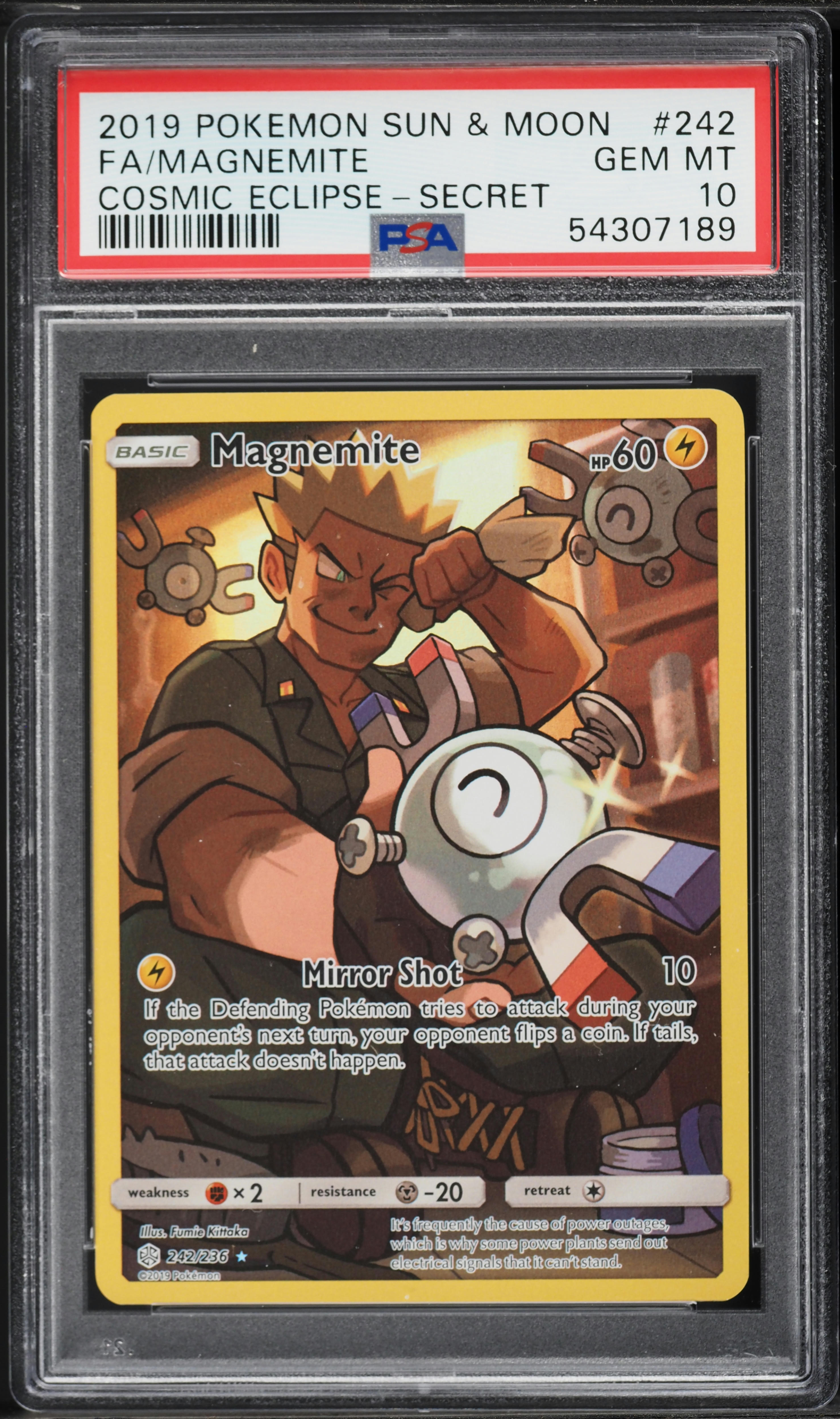 2019 Pokemon Sun & Moon Cosmic Eclipse Full Art Magnemite #242 PSA