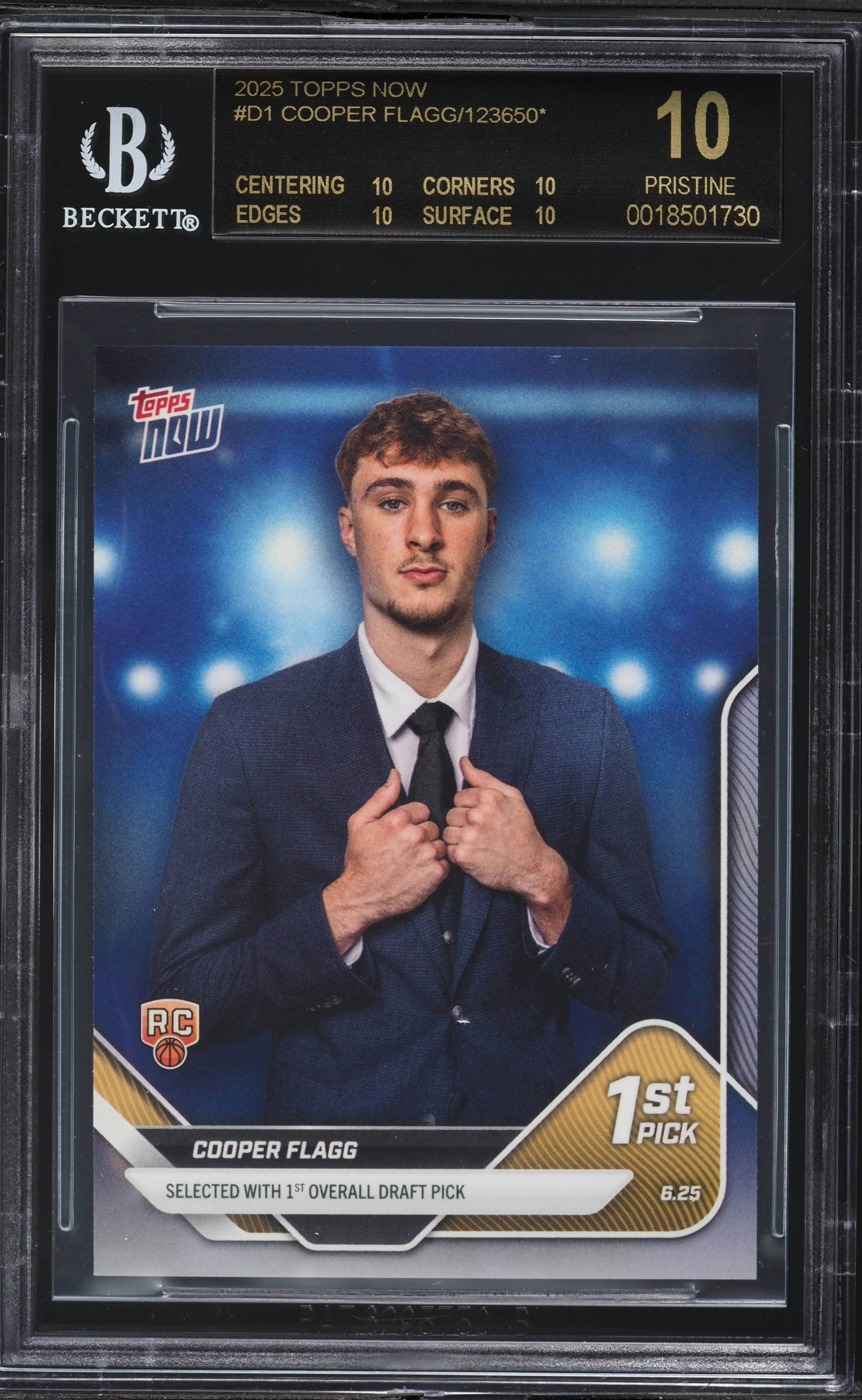 2025 Topps Now Cooper Flagg ROOKIE #D1 BGS 10 BLACK LABEL on