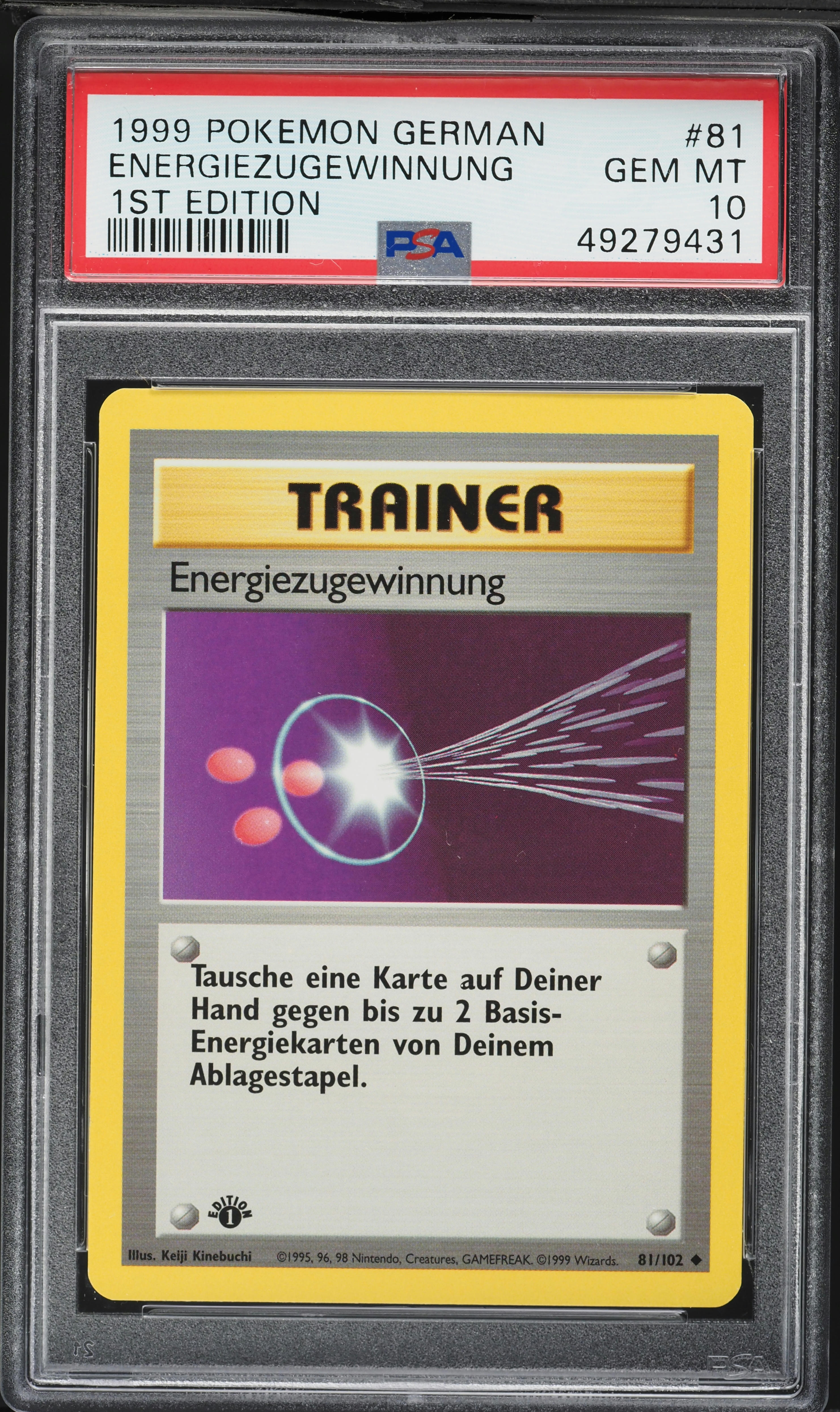 1999 Pokemon German Base Set 1st Edition Energiezugewinnung #81