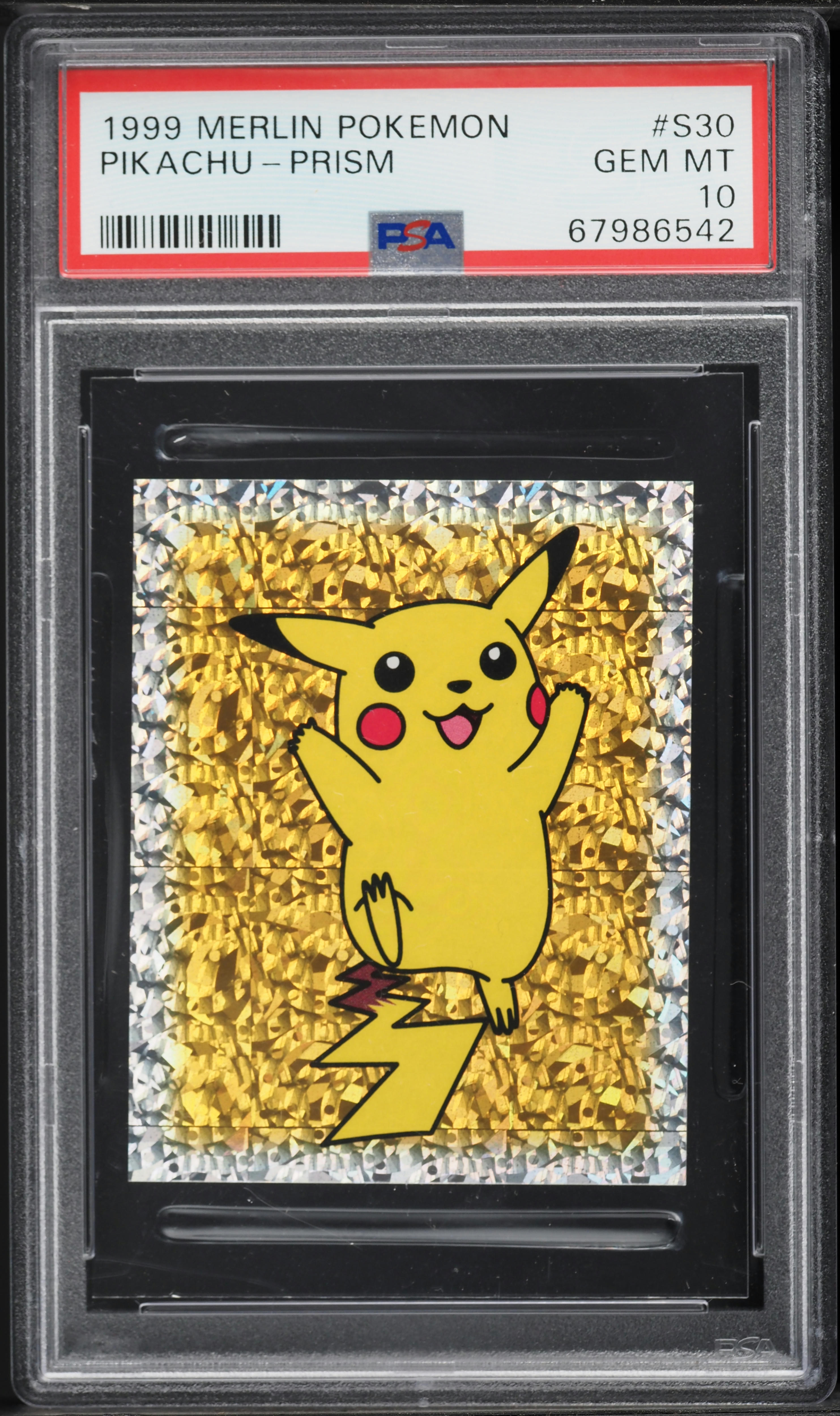 1999 Pokemon Merlin Stickers Prism Pikachu #S30 PSA 10 GEM MINT on