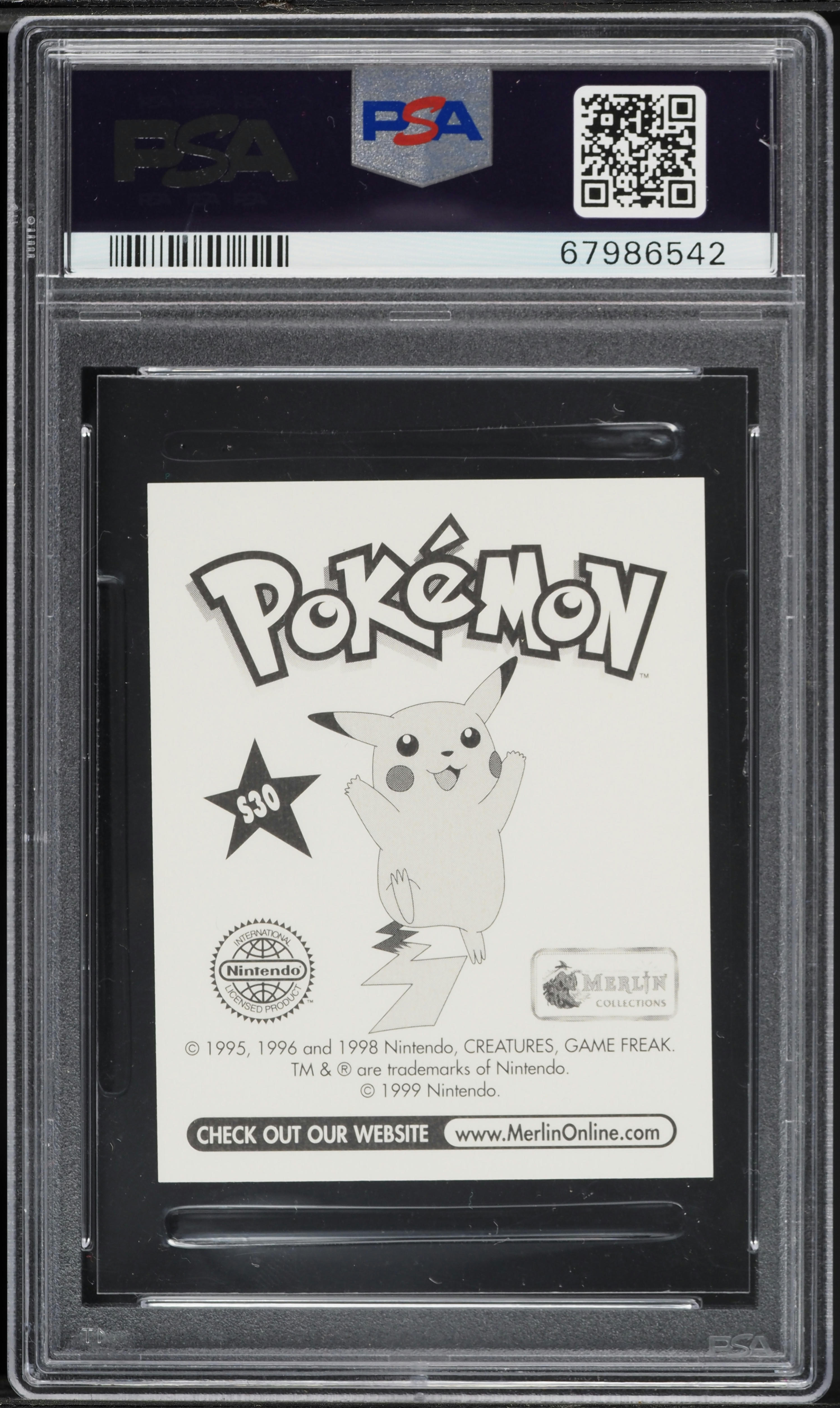 1999 Pokemon Merlin Stickers Prism Pikachu #S30 PSA 10 GEM MINT on