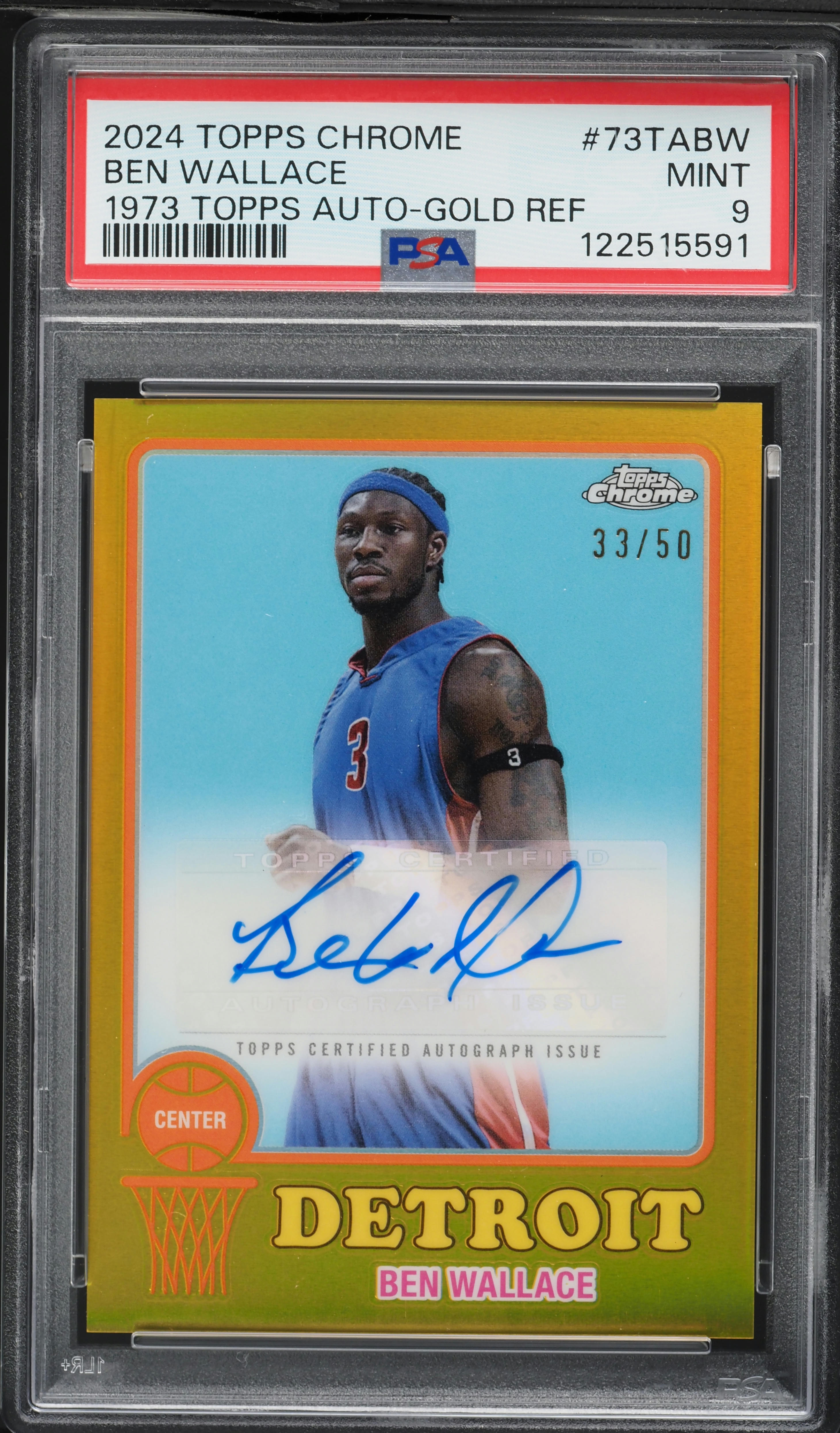 2024 Topps Chrome '73 Gold Refractor Ben Wallace AUTO /50 #73TABW