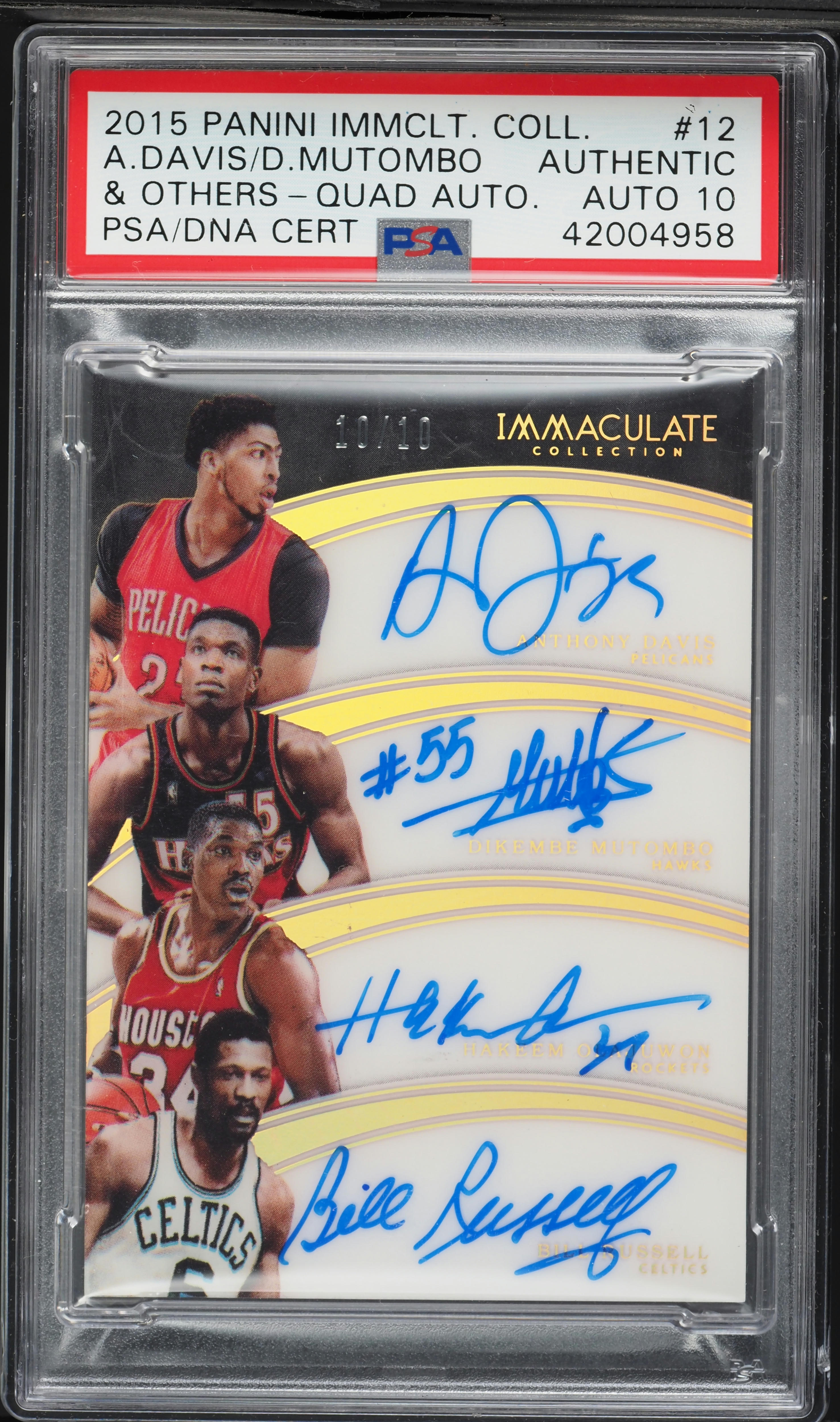 2015 Immaculate Collection Davis Mutombo Olajuwon Bill Russell 