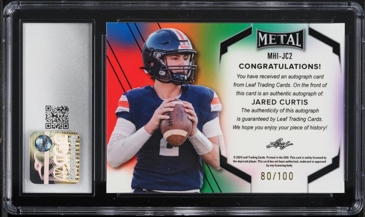 2024 Leaf Web Exclusives Metal Heroes Inscriptions Prism Blue Jared Curtis RC AUTO /100 CGC 9