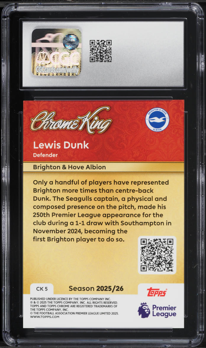2025 Topps Chrome Premier League King Lewis Dunk #CK5 CGC 9 MINT
