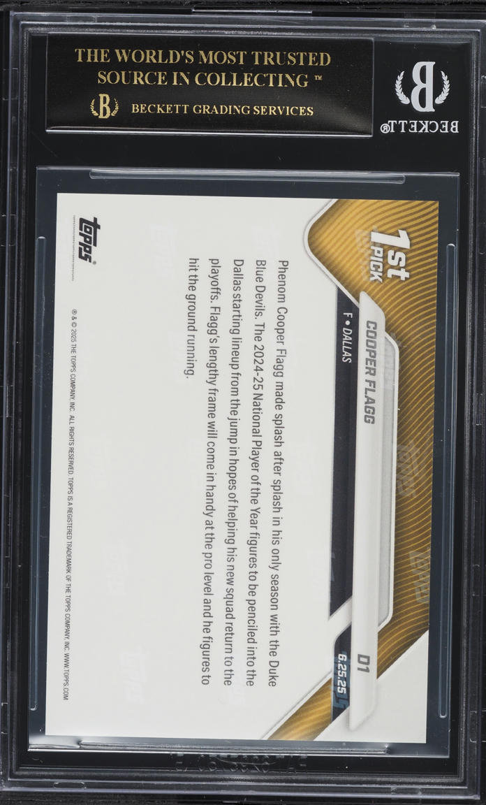 2025 Topps Now Cooper Flagg ROOKIE #D1 BGS 10 BLACK LABEL on Fanatics Collect 2025 Topps Now Cooper Flagg ROOKIE #D1 BGS 10 BLACK LABEL on Fanatics Collect