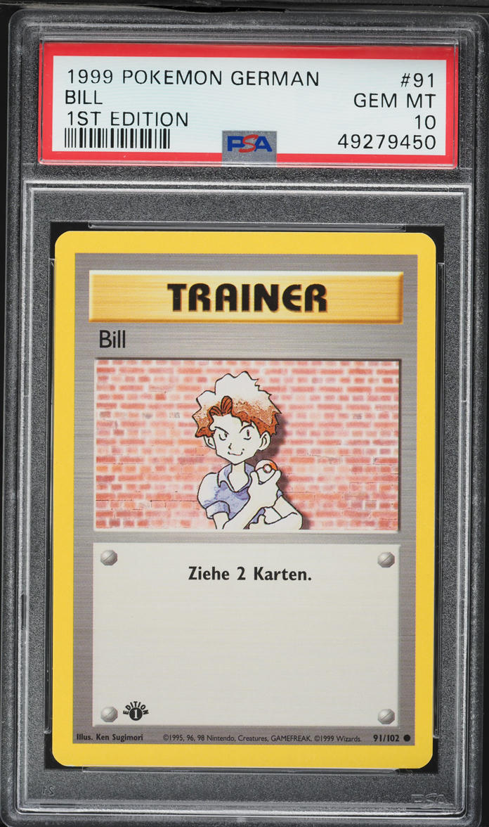 1999 Pokemon German Base Set 1st Edition Bill #91 PSA 10 GEM MINT