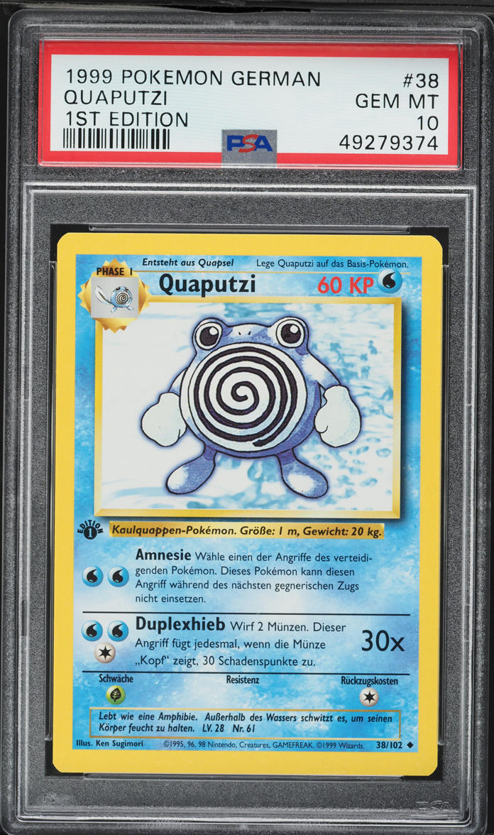 1999 Pokemon German Base Set 1st Edition Poliwhirl Quaputzi #38 PSA 10 GEM MINT