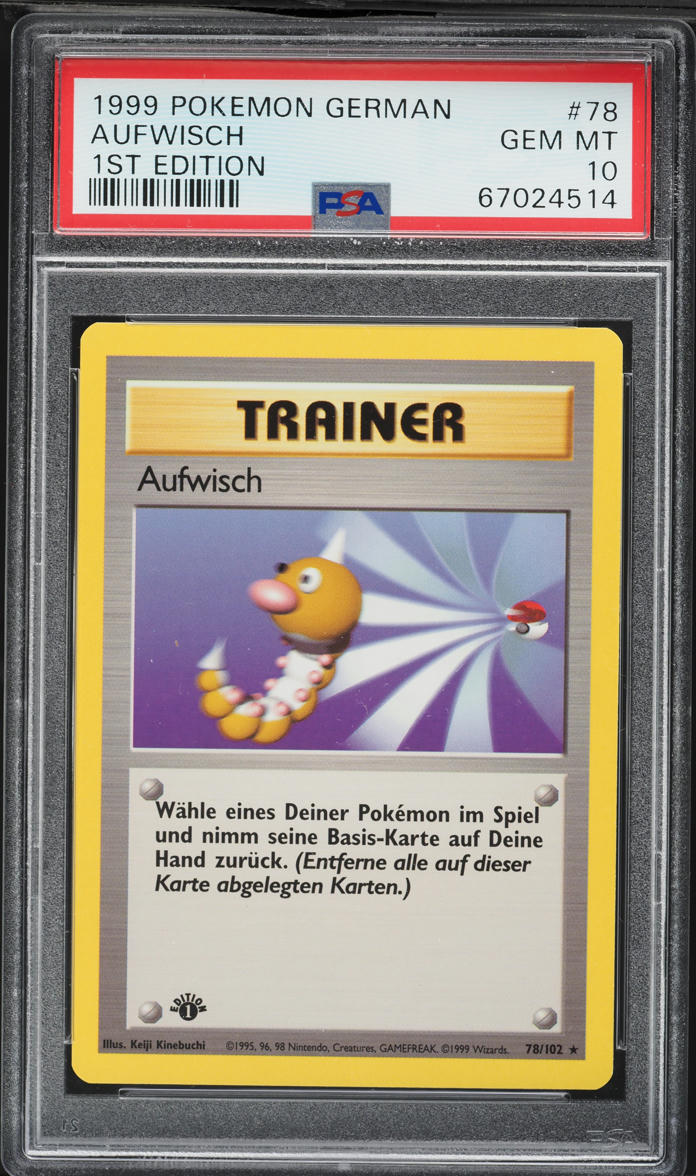 1999 Pokemon German Base Set 1st Edition Scoop Up #78 PSA 10 GEM MINT