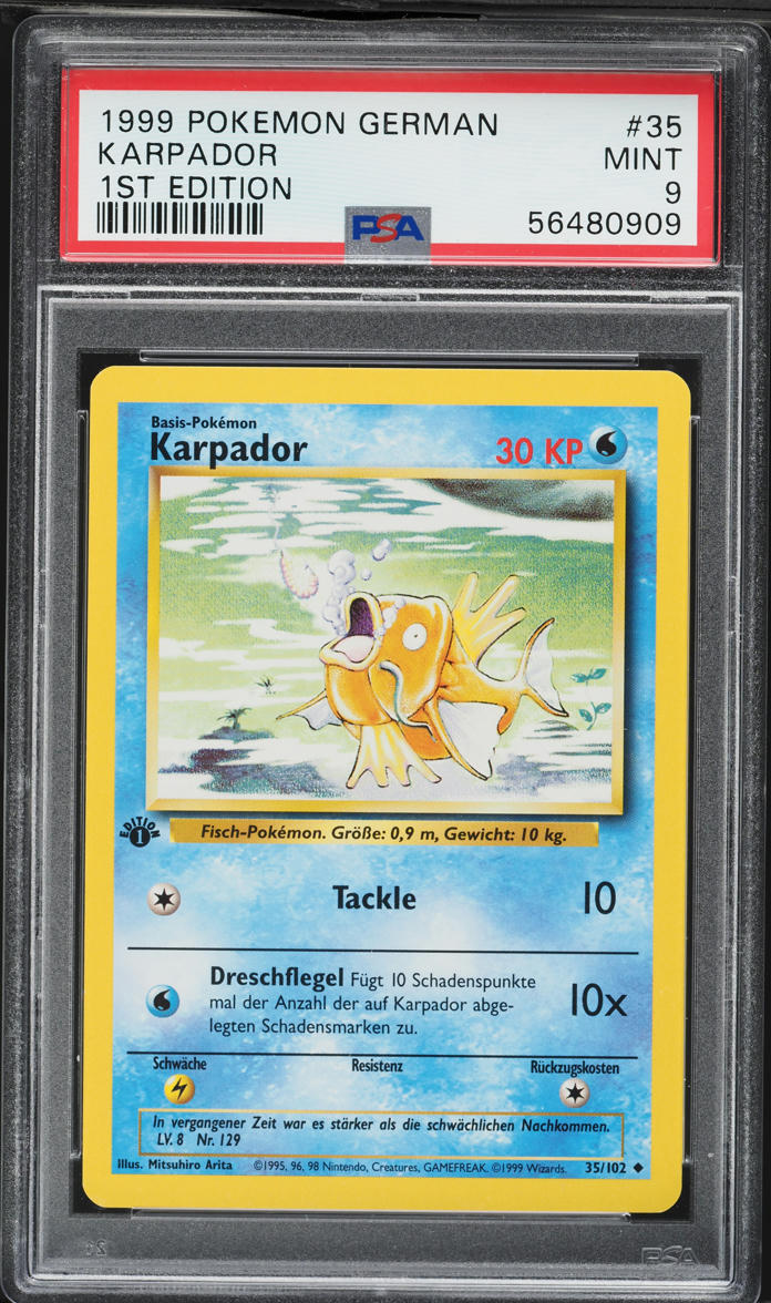 1999 Pokemon German Base Set 1st Edition Magikarp #35 PSA 9 MINT