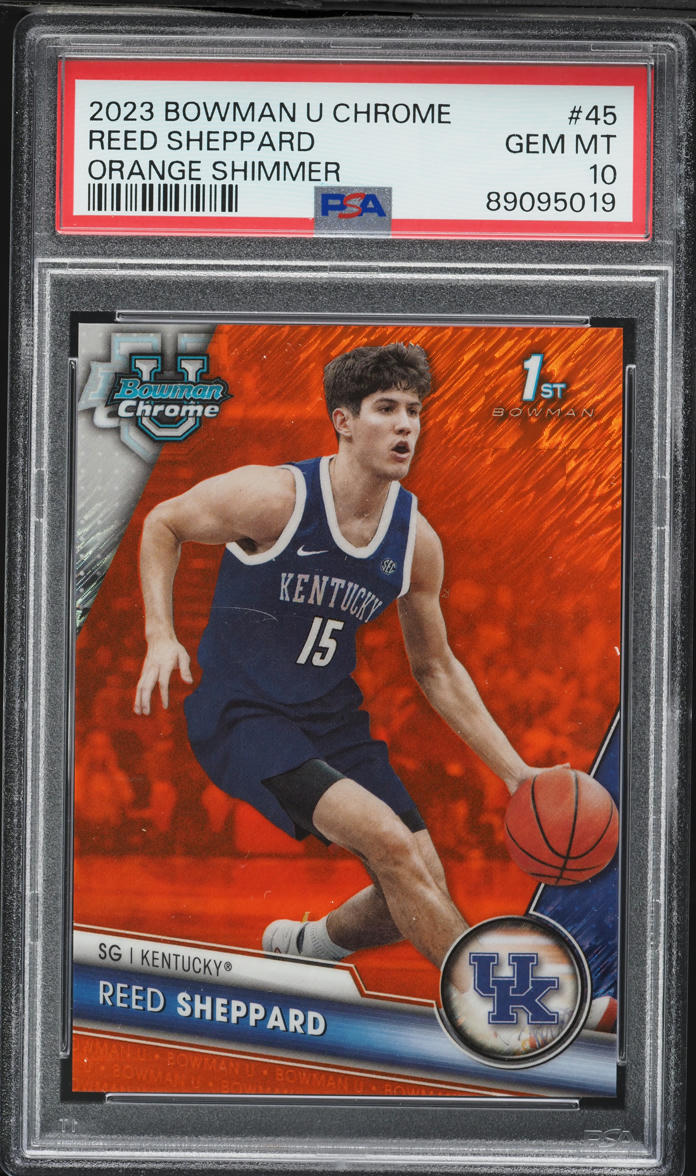 2023 Bowman Chrome University Orange Shimmer Reed Sheppard ROOKIE /25 #45 PSA 10 GEM MINT