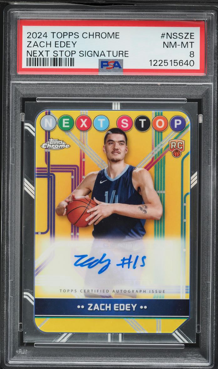 2024 Topps Chrome Next Stop Zach Edey ROOKIE AUTO #NSSZE PSA 8 NM-MT