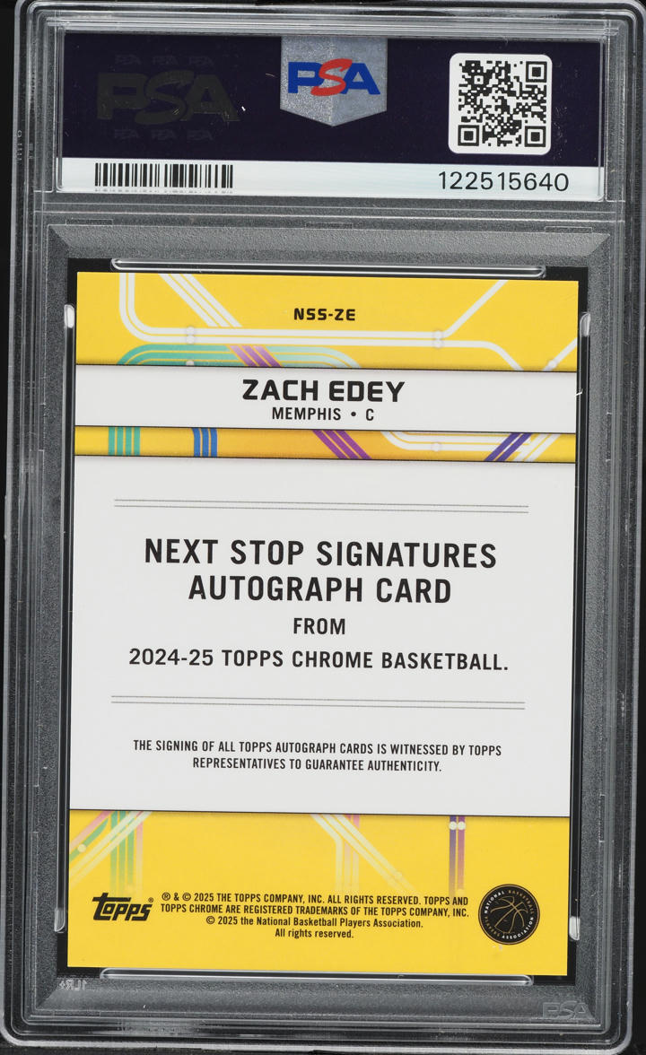 2024 Topps Chrome Next Stop Zach Edey ROOKIE AUTO #NSSZE PSA 8 NM-MT