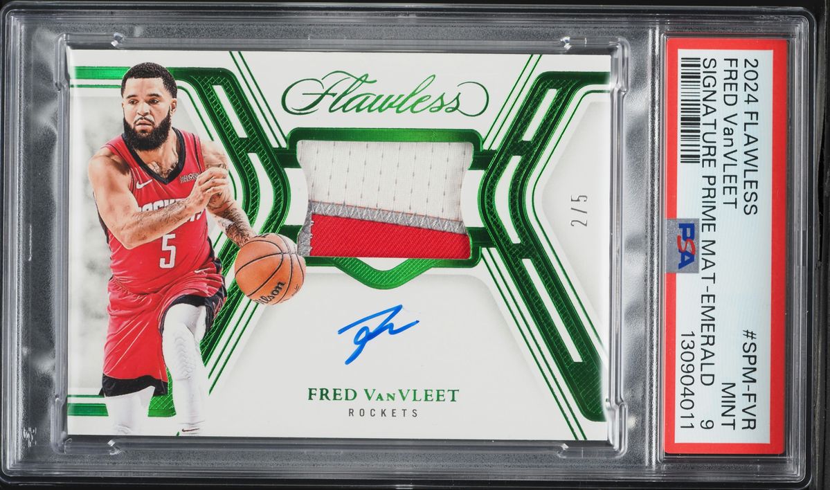 2024 Panini Flawless Prime Emerald Fred Vanvleet PATCH AUTO /5 #SPM-FVR PSA 9 MINT